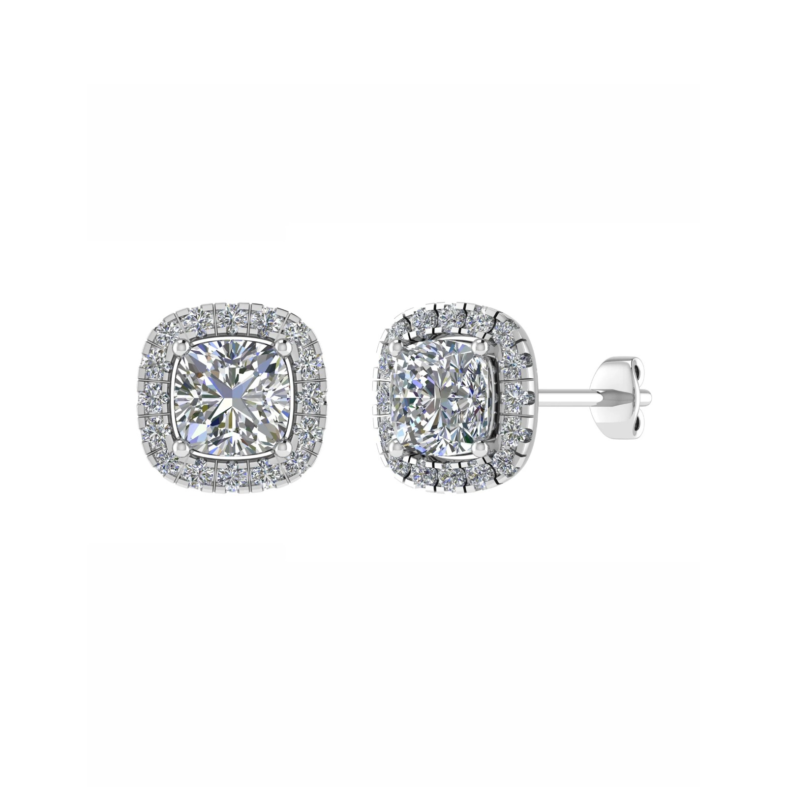 Janeva Lab Grown 4 Prong Halo Diamond Earrings