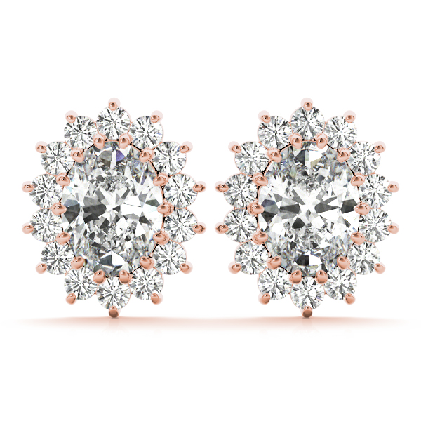 Jayli Lab Grown Rose Gold Pave Set Halo Diamond Earrings