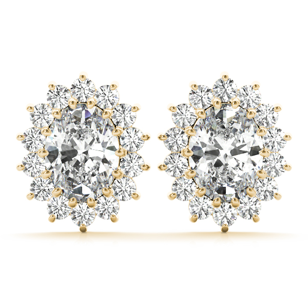 Jayli Lab Grown Yellow Gold Pave Set Halo Diamond Earrings