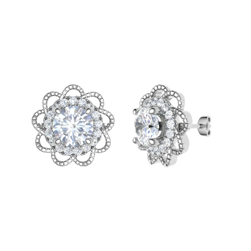Jackston 0.30 - 1.50 Carat Lab Grown 4 Prong Halo Diamond Earrings