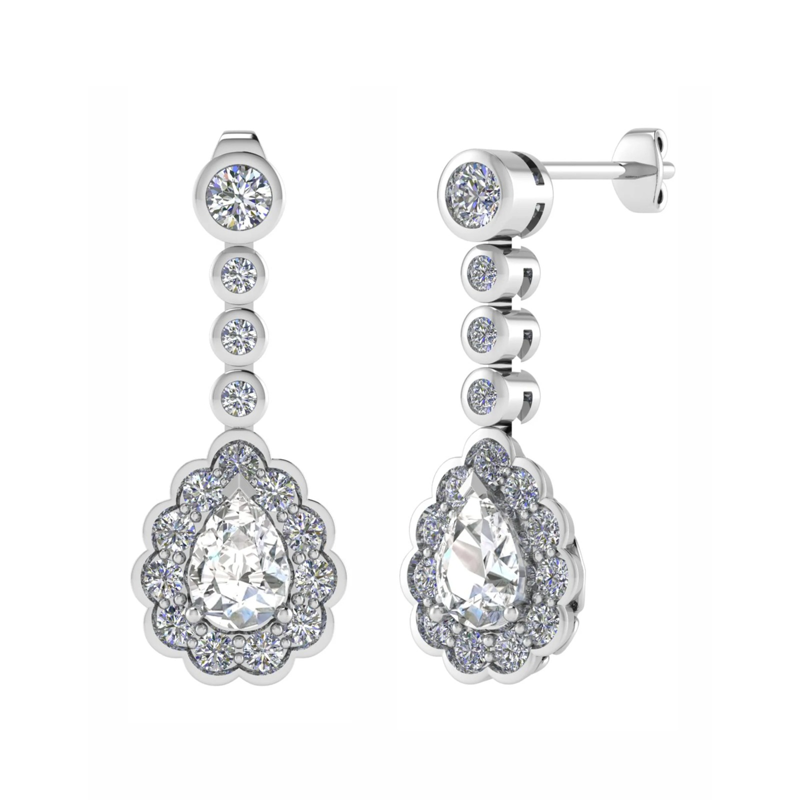 Kenede Natural 3 Prong Drop Diamond Earrings