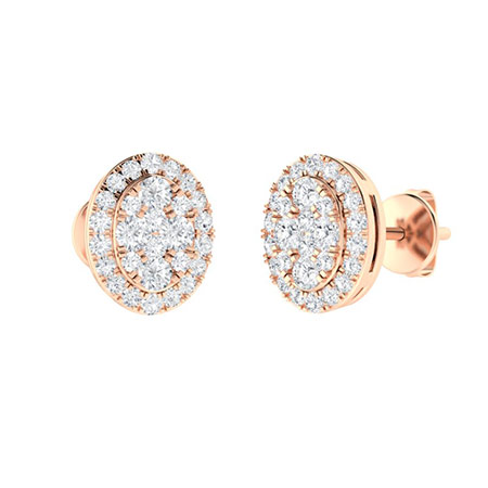 Kameela Lab Grown Rose Gold Pave Set Cluster Diamond Earrings