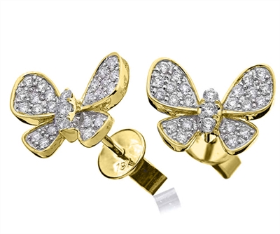 Khloei Natural Yellow Gold Pave Set Designer Diamond Earrings