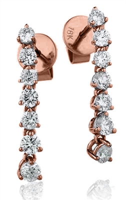 Lyndall Natural Rose Gold 3 Prong Journey Diamond Earrings