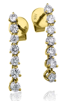 Lyndall Natural Yellow Gold 3 Prong Journey Diamond Earrings