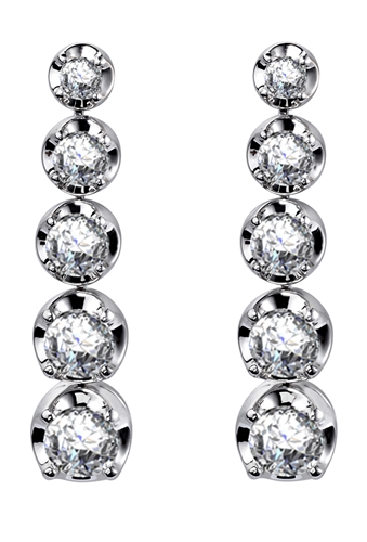 Luilda 0.40 - 1.00 Carat Natural 4 Prong Set Journey Diamond Earrings