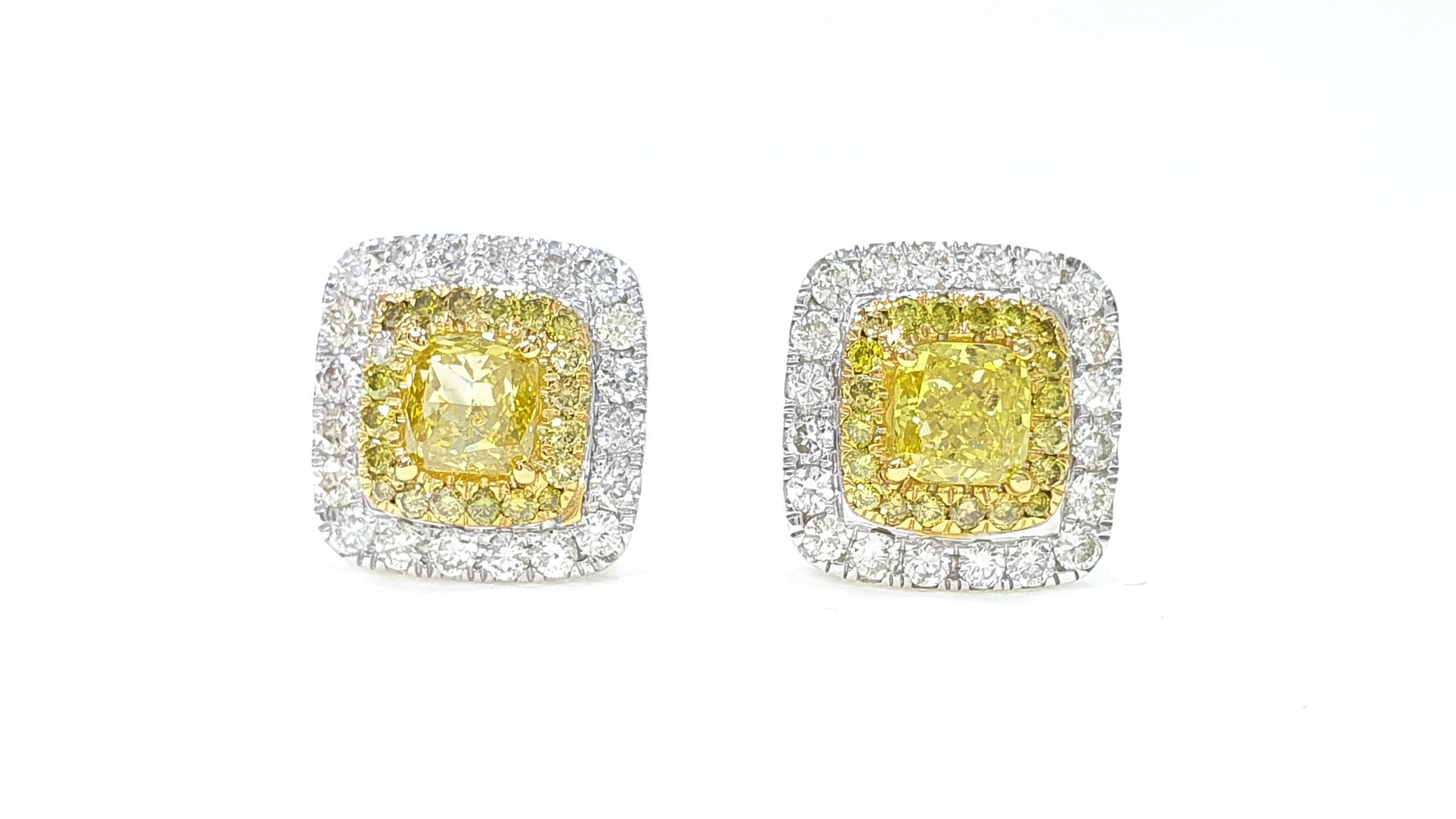 Hallie 4 Prong Set Yellow Diamond Earrings