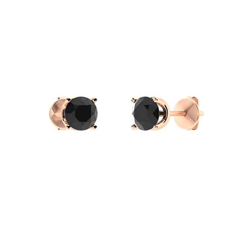 Haylea Black Rose Gold 4 Prong Set  Diamond Earrings
