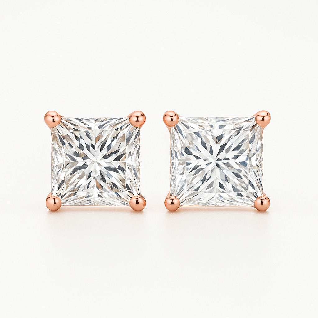 Juliana Lab Grown Rose Gold 4 Prong  Diamond Earrings