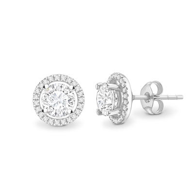 Jaimee 0.10 - 3.00 Carat Lab Grown 4 Prong Halo Diamond Earrings