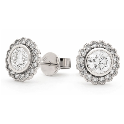 Jolyne 0.10 - 3.00 Carat Lab Grown Bezel Halo Diamond Earrings
