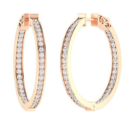 Kailey Lab Grown Rose Gold Channel Set Hoop Diamond Earrings