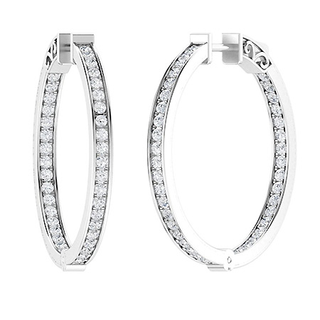 Kailey 0.50 - 2.95 Carat Lab Grown Channel Set Hoop Diamond Earrings