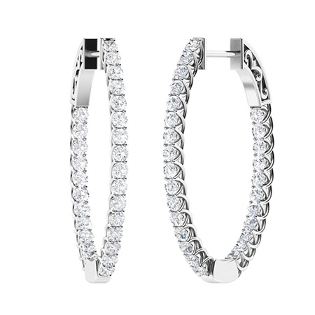 Felistas 0.55 - 2.50 Carat Lab Grown Claw Set Hoop Diamond Earrings