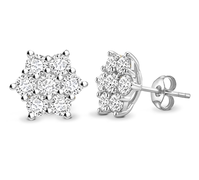 Kristyn 0.50 Carat Natural Pave Set Cluster Diamond Earrings