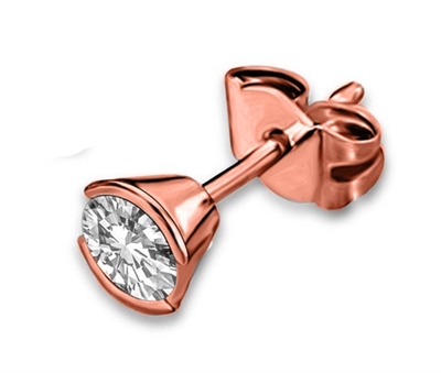 Geena Natural Rose Gold Half Bezel Men's Diamond Earrings