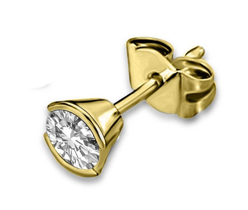 Geena Natural Yellow Gold Half Bezel Men's Diamond Earrings