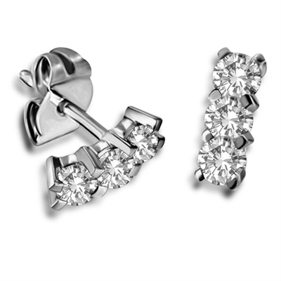 Lusy 0.40 - 1.00 Carat Lab Grown Prong Set Journey Diamond Earrings