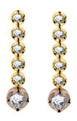 Luria Natural Yellow Gold 4 Prong Set Journey Diamond Earrings