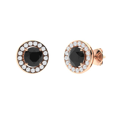 Hamida Rose Gold 4 Prong Black Diamond Earrings