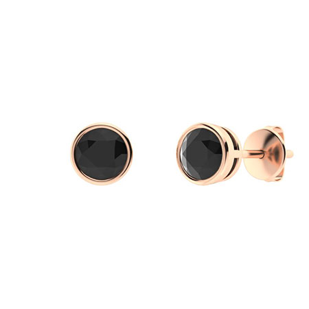 Harlene Black Rose Gold Bezel Set Studs Diamond Earrings