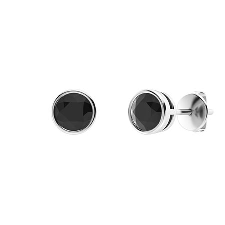 Harlene Black Bezel Set Studs Diamond Earrings