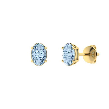 Gerica Aquamarine Yellow Gold 4 Prong Set 