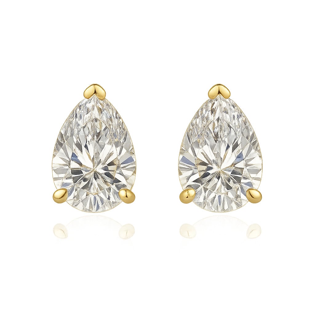 Jazlyn Lab Grown Yellow Gold 3 Prong  Diamond Earrings