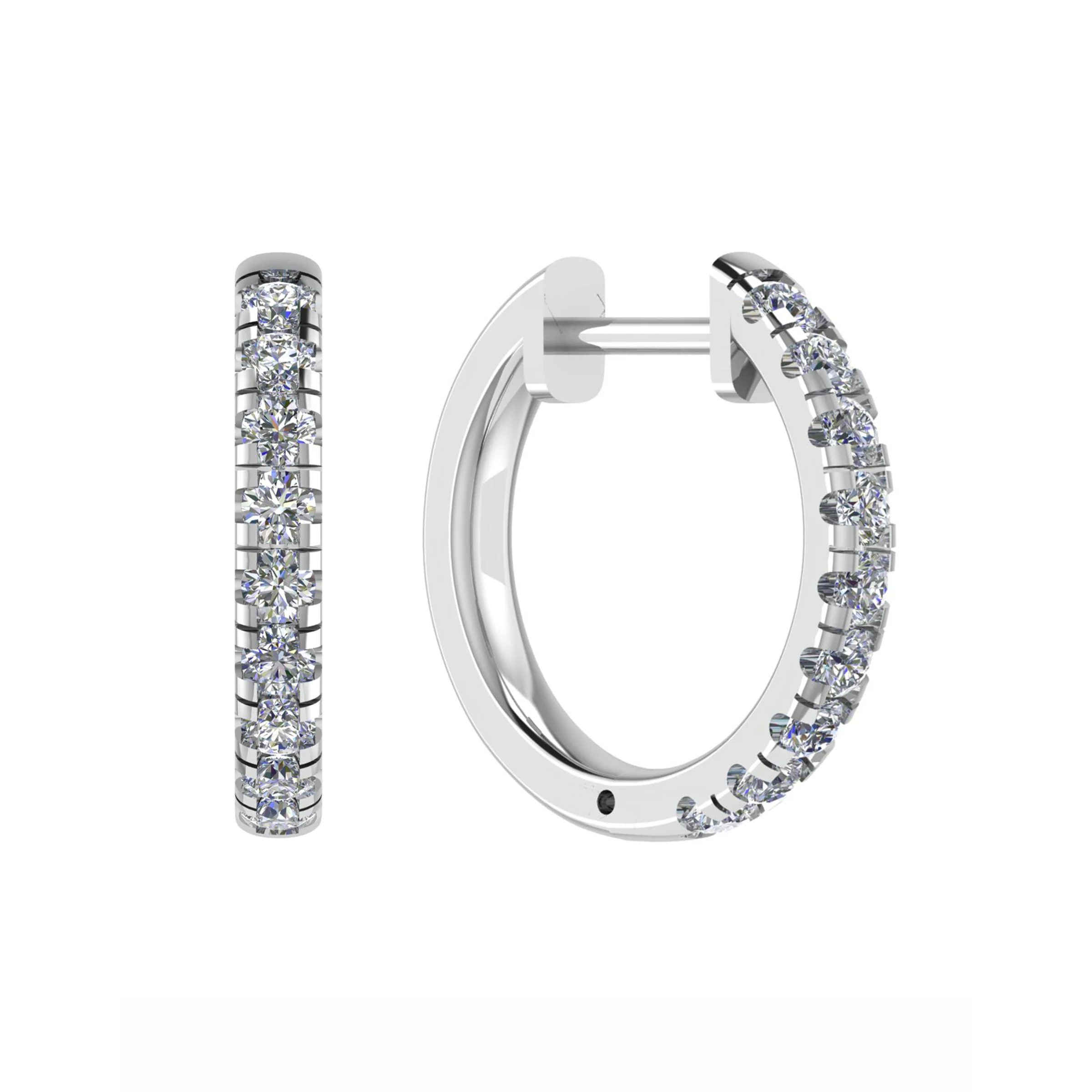 Kaci Natural White Gold Prong Set Hoop Diamond Earrings