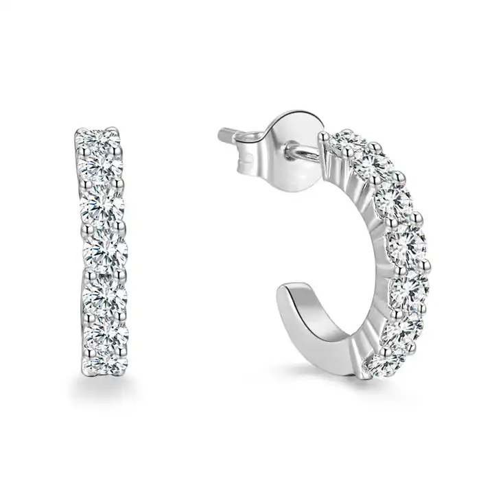 Keily 0.10 Carat Natural Shared Prong Hoop Diamond Earrings