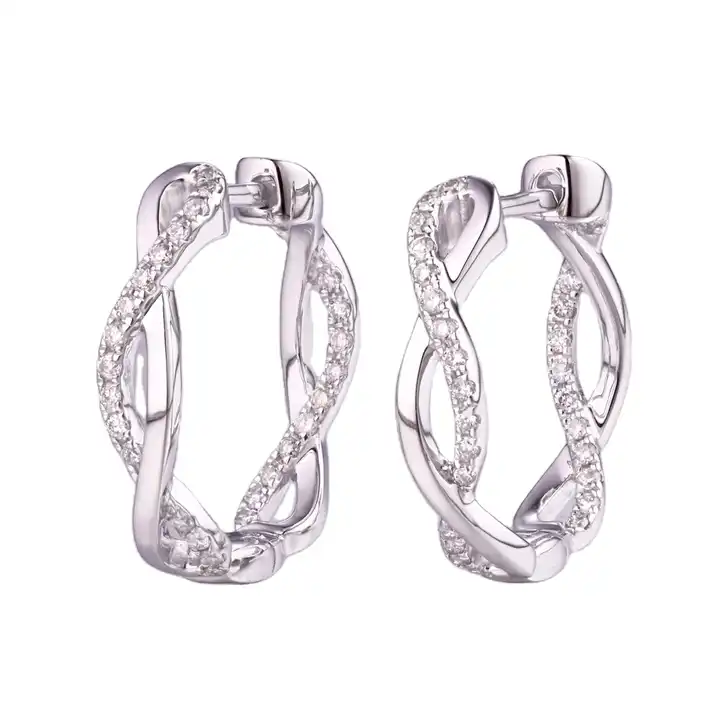 Kyndall Natural Platinum 4 Prong Hoop Diamond Earrings