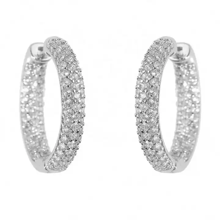 Kiera 0.50 - 3.00 Carat Natural Pave Set Hoop Diamond Earrings