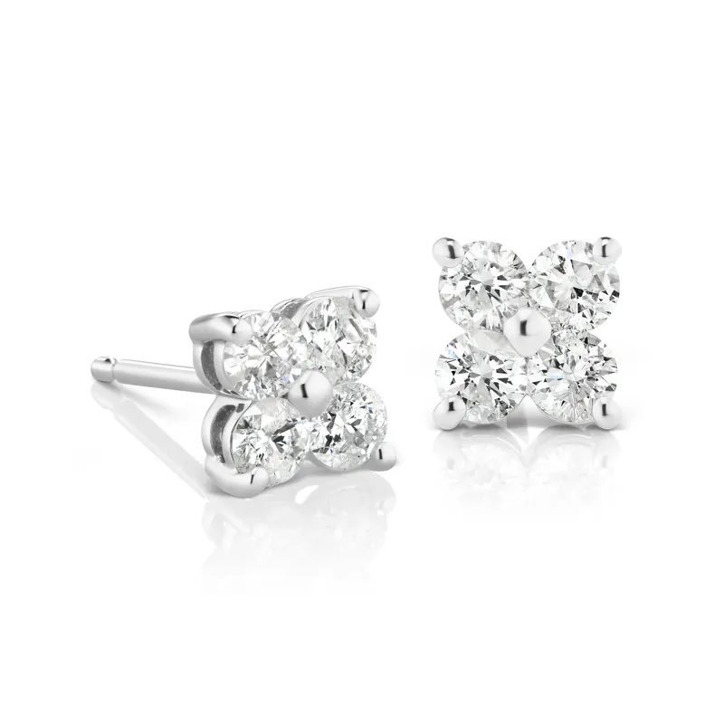 Gennifer 0.40 Carat Natural Claw Set Cluster Diamond Earrings