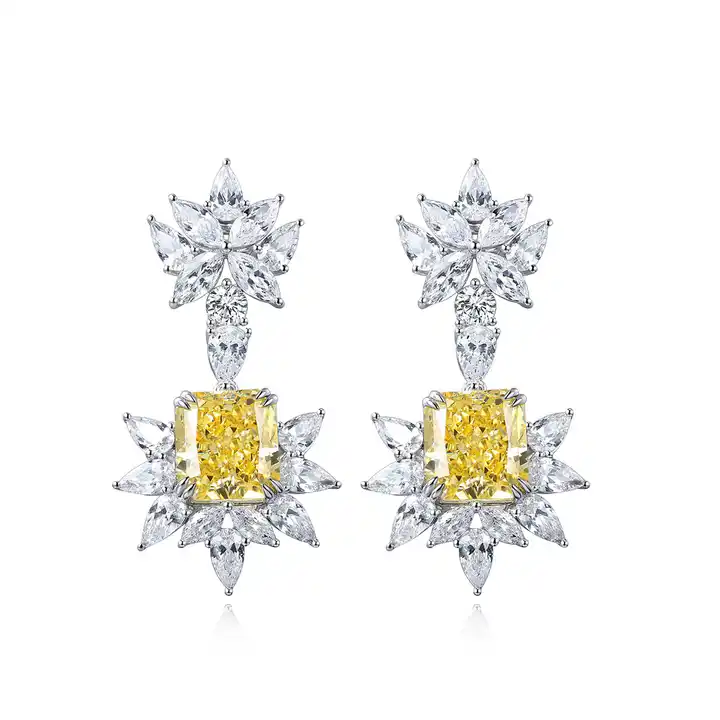 Helena Double Prong Yellow Diamond Earrings