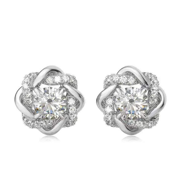Gaelan Natural 4 Prong Set Designer Diamond Earrings