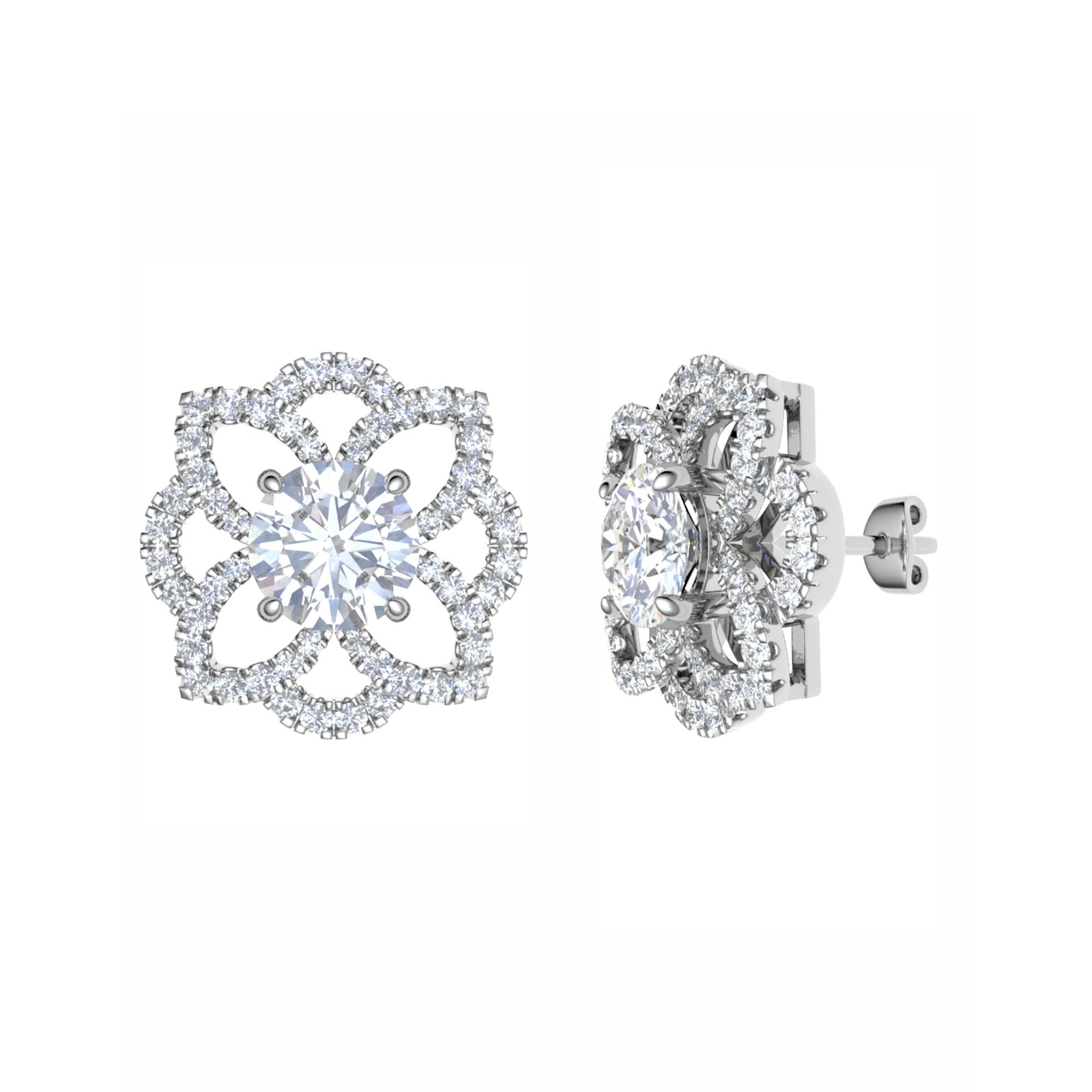 Garnette 0.60 - 2.00 Carat Natural Claw Set Cluster Diamond Earrings