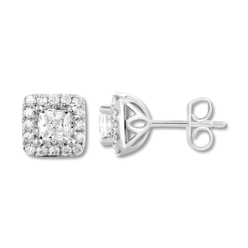 Janine Lab Grown 4 Prong Halo Diamond Earrings