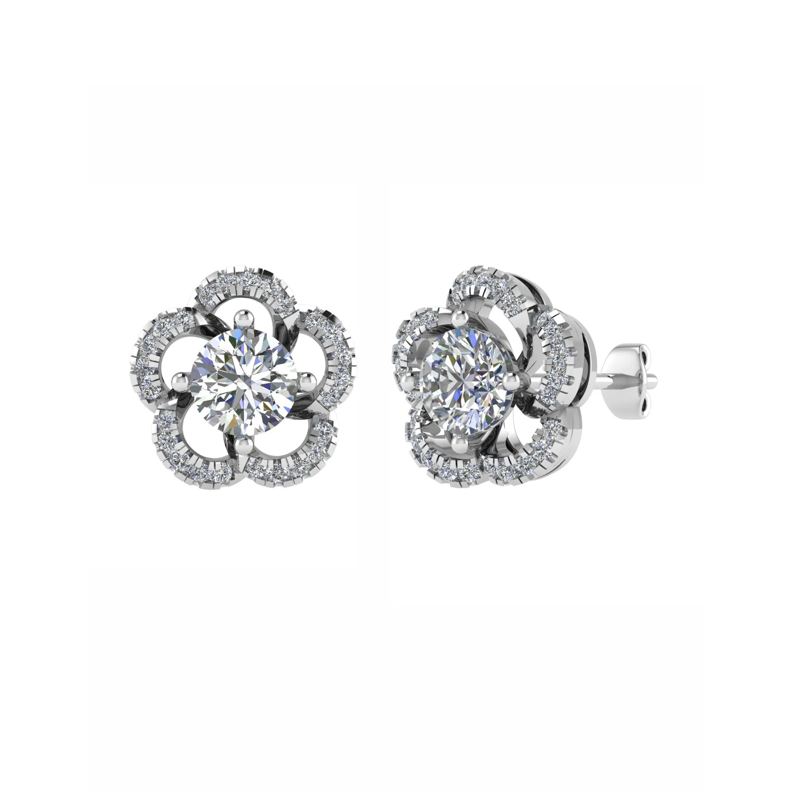 Freda 0.30 - 2.00 Carat Natural Claw Set Cluster Diamond Earrings