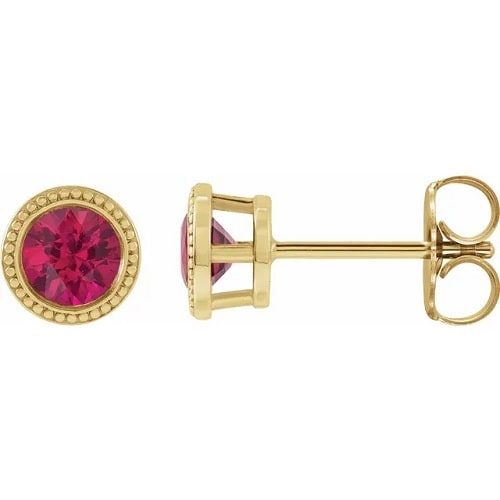 Haverly Natural Ruby Yellow Gold Bezel Set 