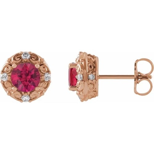 Hedheue Natural Ruby Rose Gold 4 Prong Set 