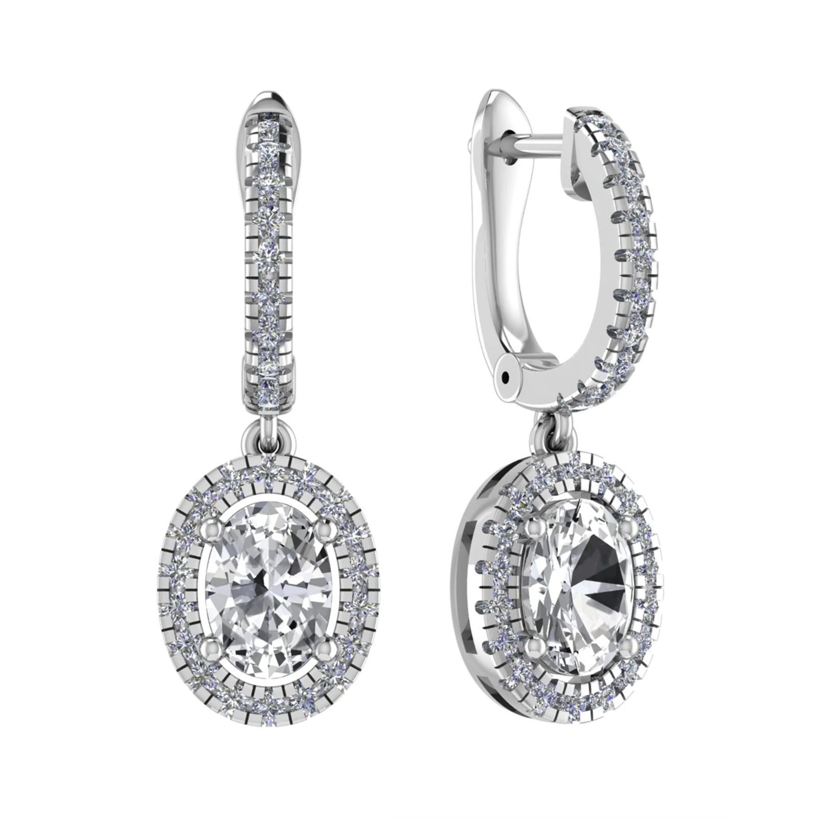 Lodyma Lab Grown 4 Prong Set Drop Diamond Earrings
