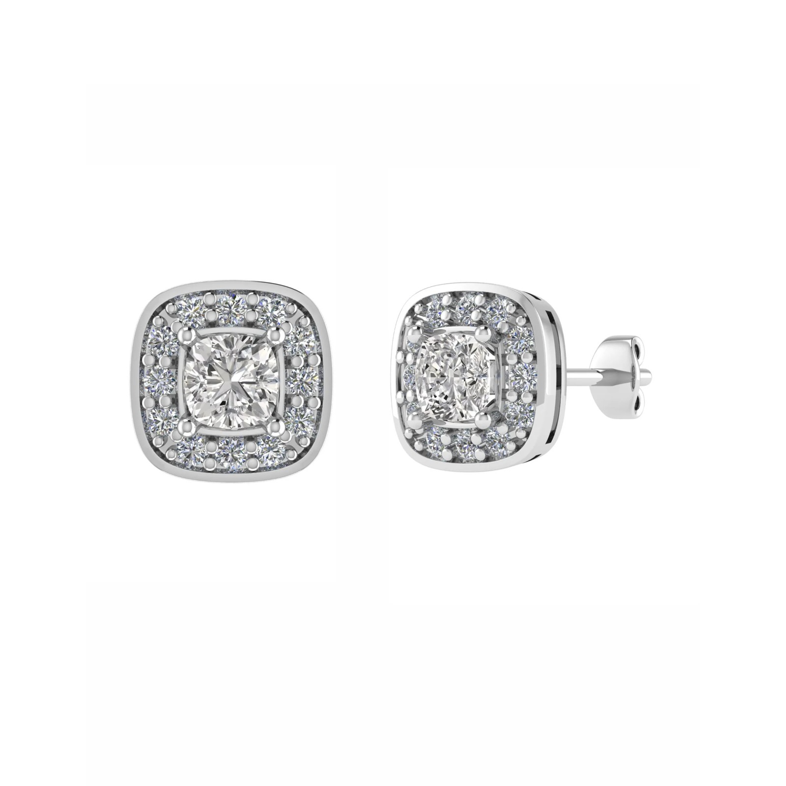 Jaleesa Lab Grown 4 Prong Halo Diamond Earrings
