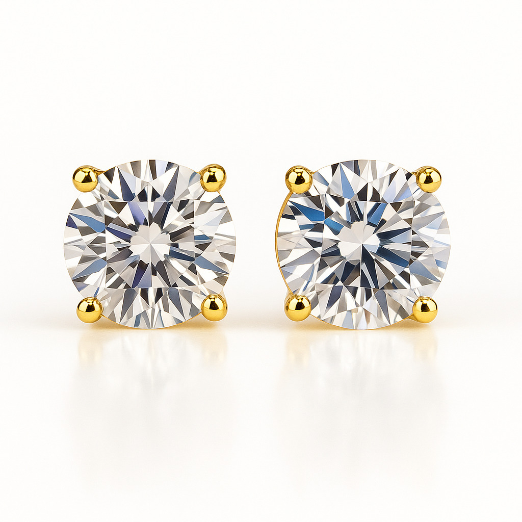 Juniper Natural Yellow Gold 4 Prong Studs Diamond Earrings