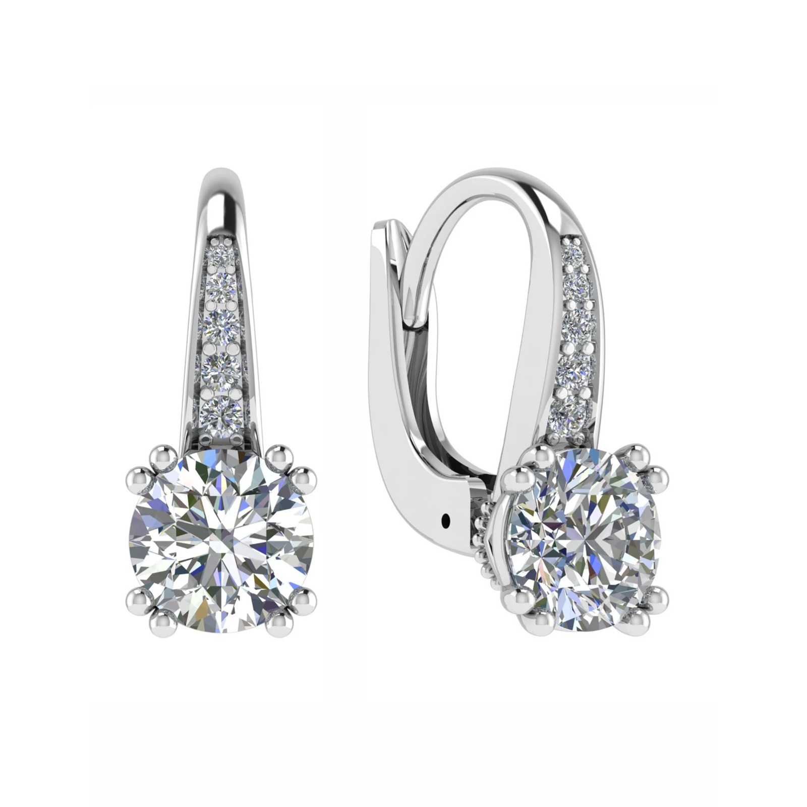 Fronie 0.50 - 2.50 Carat Natural Double Prong Hoop Diamond Earrings