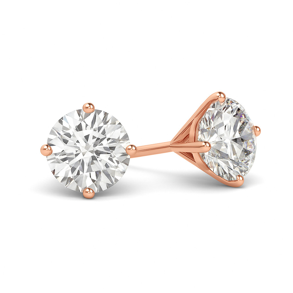 Jiana Lab Grown Rose Gold 4 Prong Studs Diamond Earrings