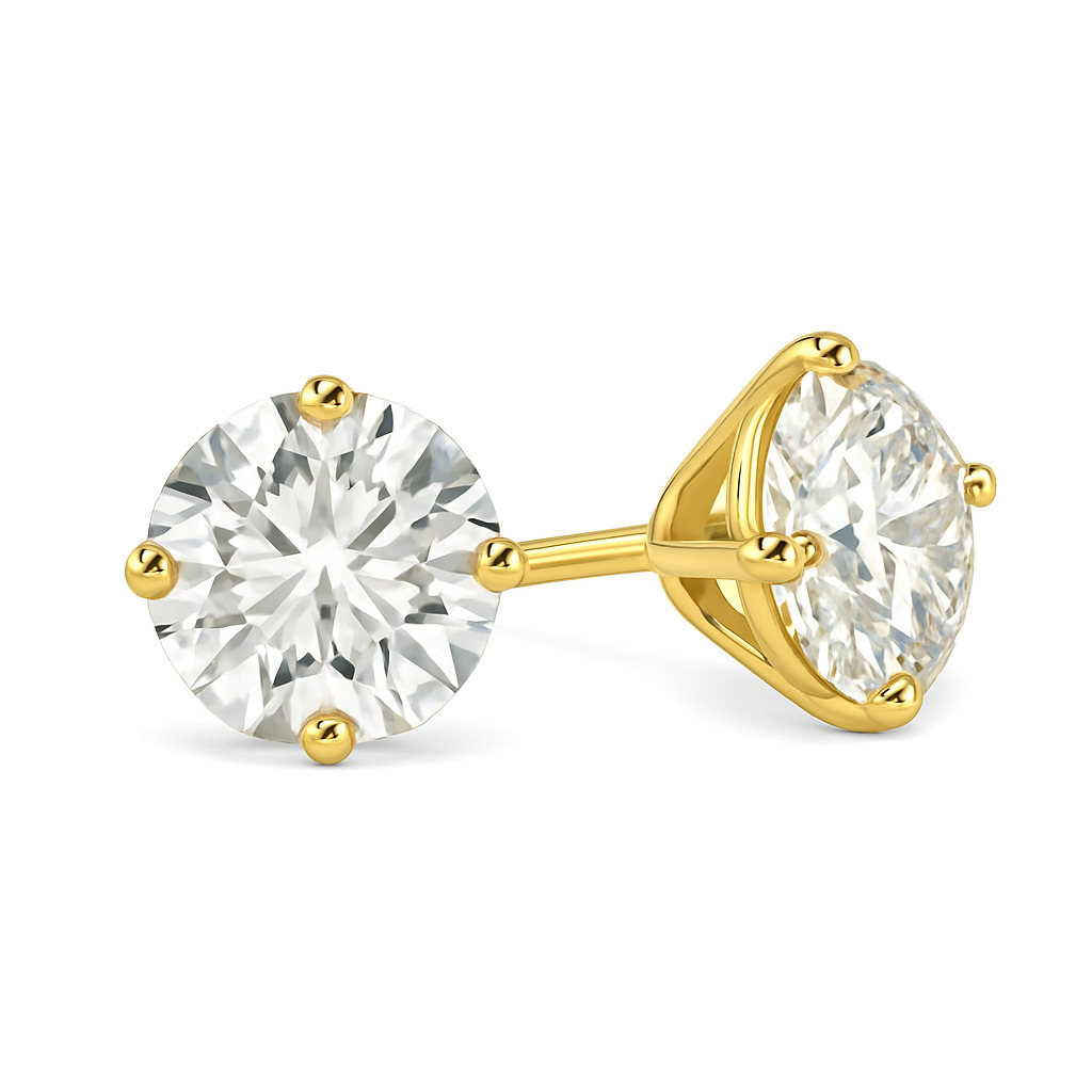 Jiana Lab Grown Yellow Gold 4 Prong Studs Diamond Earrings