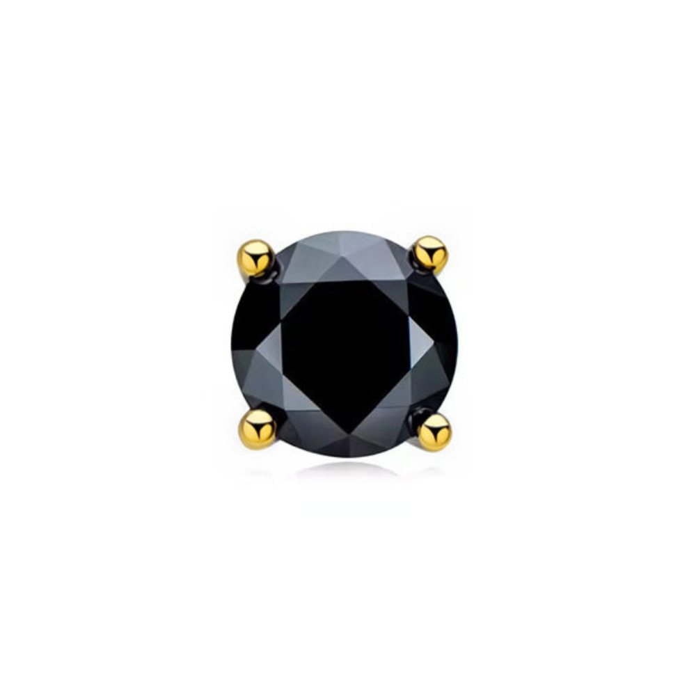 Glennis Black Yellow Gold 4 Prong Men's Diamond Earrings