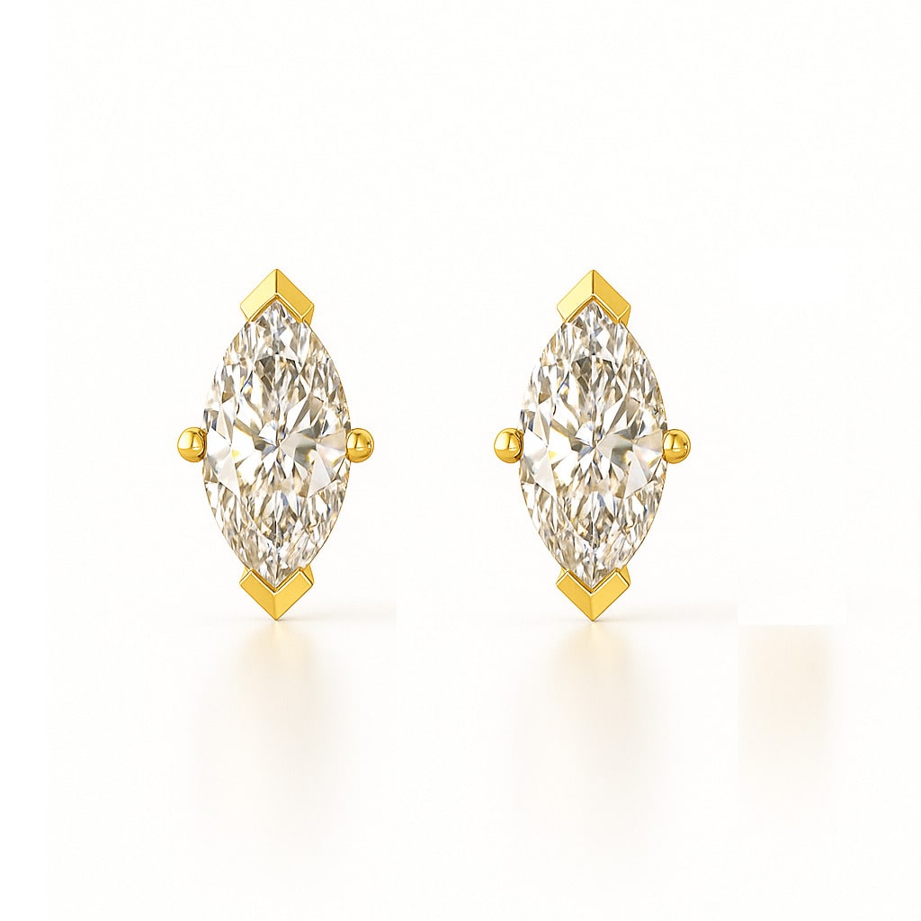 Jemma Lab Grown Yellow Gold 4 Prong Studs Diamond Earrings