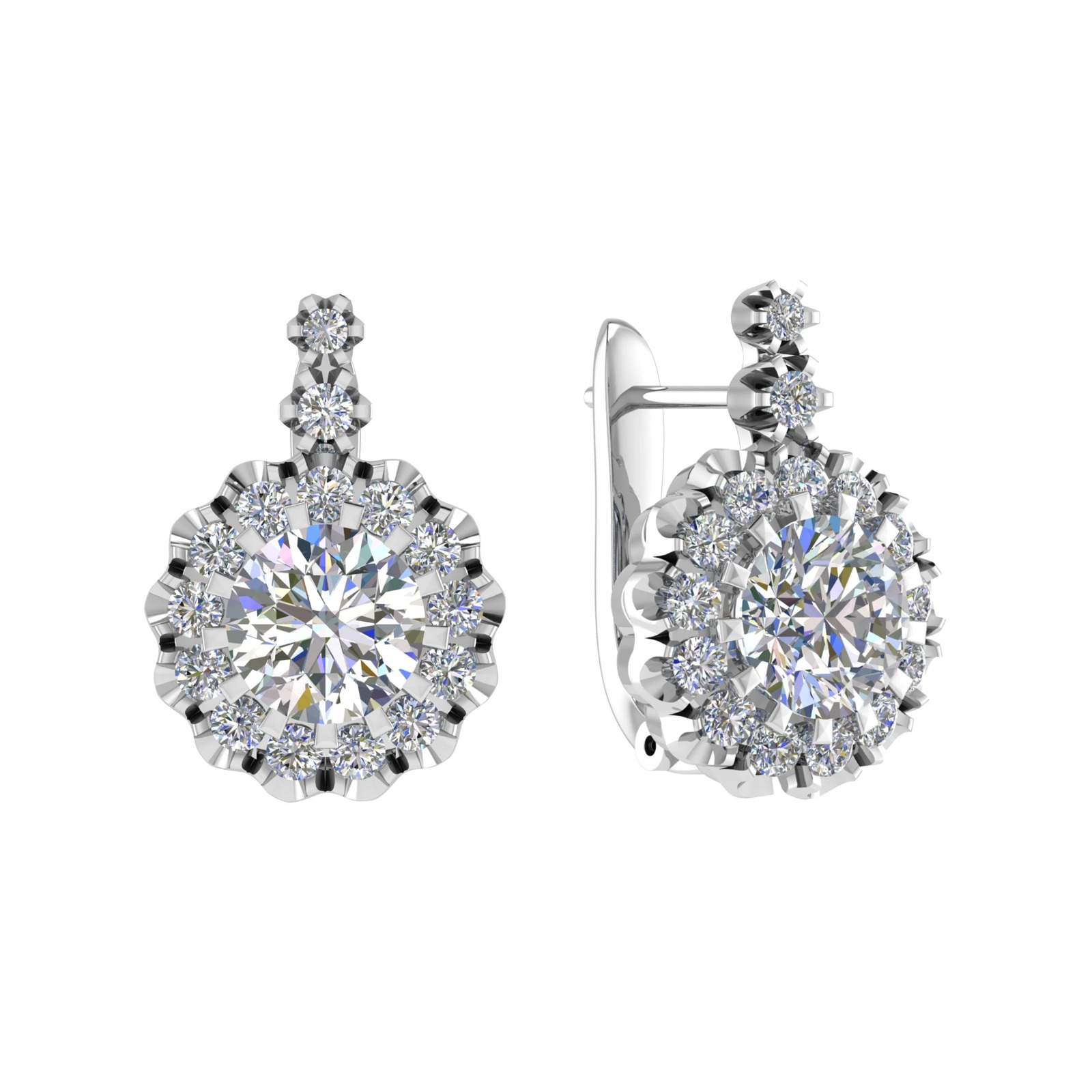Freware 0.70 - 1.50 Carat Natural Claw Set Hoop Diamond Earrings