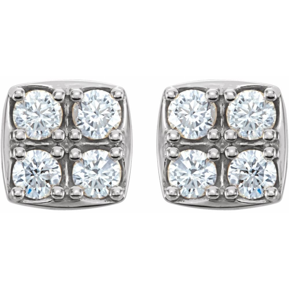 Fantasia Natural 4 Prong Set Cluster Diamond Earrings